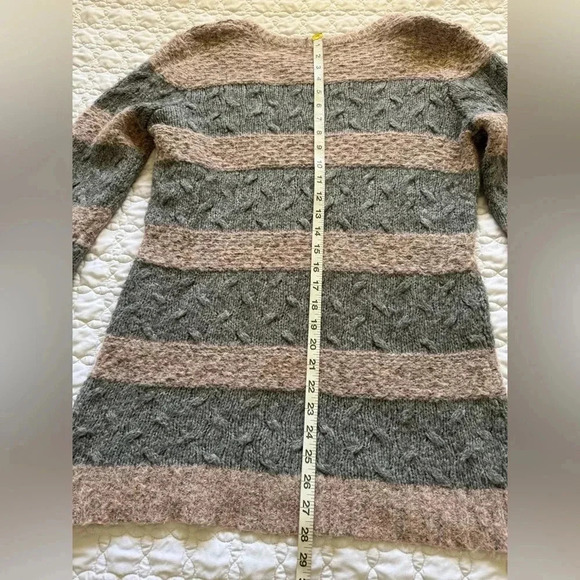 Kaisely Long Sleeve Pullover Wool Blend Gray and Pink Striped Sweater Size Large - Picture 12 of 13